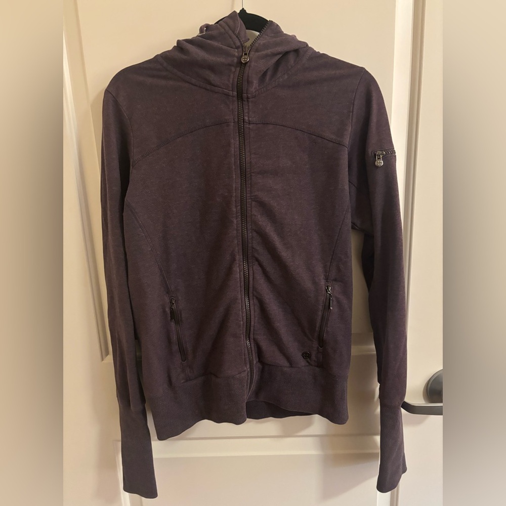 Sweaty Betty Purple Zia-Up Hoodie Jacket with Thumbholes, athletic define jacket